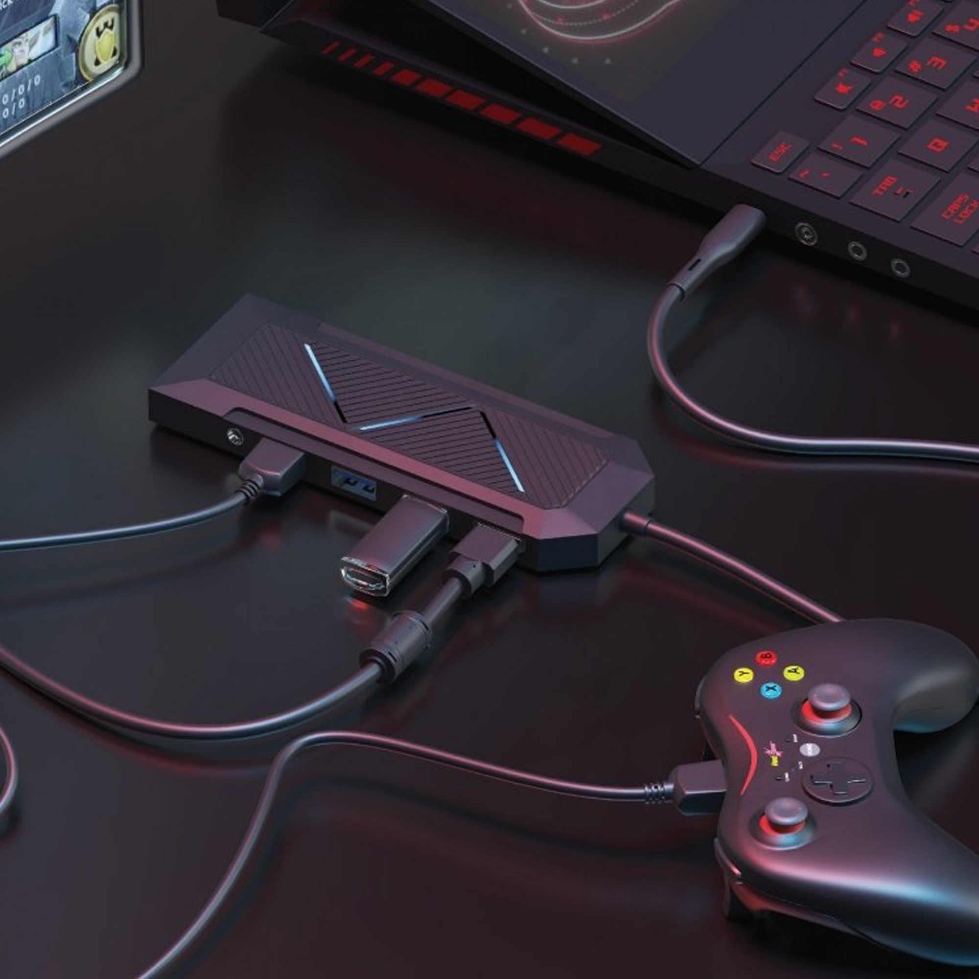 Porodo Gaming 9 in 1 USB-C Hub Gamers Edition - Image 4